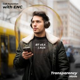 ZEBRONICS SILENCIO 111, Wireless Headphone, Hybrid ANC (50dB), 55*Hrs Backup, Transparency Mode, 40mm Titanium Drivers, 3 EQ Modes, ENC, Gaming Mode, Dual Pairing, Rapid Charge, Bluetooth v5.4 (Black) image 4