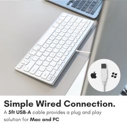 Macally USB Wired Compact Keyboard | Small & Slim Design | Compatible with Apple Mac Mini/iMac Desktops, MacBook Pro/Air Laptops, and Windows PC Notebook Computers - Aluminum (Aluminum Silver) image 4