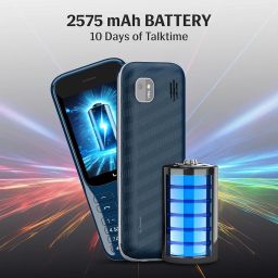 Lava Gem 2025 Dual Sim Keypad Phone (2.8" Display, Camera & Flash) | 2575mAh Smart AI Powerful Battery | Wireless FM & Recording | Stereo Speakers | Call Recording (Blue Chrome) image 4