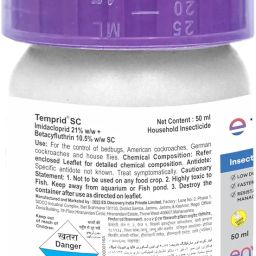 Temprid For Cockroach, Bedbugs And House Flies | Permanent Solution For Cockroach, Bed Bugs And House Flies | No Smell | No Kerosene Required | Mix Only With Water | Pest Control (50 ml), Liquid image 1