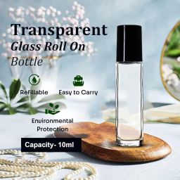 nsb herbals Empty Clear/Transparent Glass Roll On Bottles (10 ml) With Black Cap For Essential Oils, Perfumes, Lip Balms | Refillable Bottle (Pack Of 3) image 2