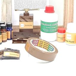 sumikrafts Screen Printing kit for Beginners: 12 Assorted Pigment Dyes+ Single Hinge(Table clamp)+Wooden Frame Small 8"x10" pre Stretched mesh no 16-for Graphic Arts Screen Printing image 2