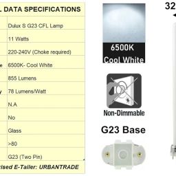 osram ledvance Osram Ledvance- 11 Watt- Dulux S- G23- Fluorescent PLS-DS Lamp- Two pin- Cool White 6500K- Pack of 10 image 3