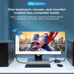 2 Port KVM Switch USB 2.0 KVM Switch Box to Control up to 2 Computers 2 in 1 Out Switch USB Keyboard Mouse Sharing Device for Computer, PC, Laptop, Desktop, Monitor, Printer. BLACK. image 5