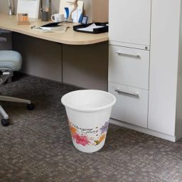 Kuber Industries Open Dustbin|Plastic Portable Garbage Basket|Floral Round Trash Can for Kitchen|Office|College|5 Litre (White) image 3