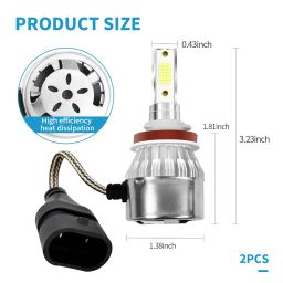 Wogomz 2 PCS H8/H11/H9 Car LED Light, 3000K 3800LM Super Bright Auto Headlight Bulb, Waterproof Car C6 LED Fog Light High and Low Beam Bulb Replacement, Plug & Play Bulb Lighting Car Accessories image 1