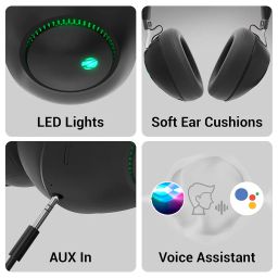 ZEBRONICS Duke Wireless Headphone with Up to 60h Backup, Supports Bluetooth, Dual Pairing, Gaming Mode, Environmental Noise Cancellation (ENC), LED Lights, Deep Bass, Voice Assistant Support (Black) image 5