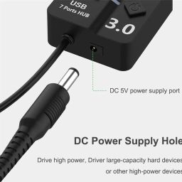Powered USB Hub 3.0, 7-Port USB Data Hub Splitter with One Smart Charging Port and Individual On/Off Switches and 5V/1A Power Adapter USB Extensionfor Laptop, PC, Computer, Mobile HDD image 1
