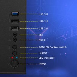 ZEBRONICS Mercury Premium Gaming Chassis with Support for mATX | Mini ITX | 240mm AIO, Dual Chamber Design, Infinity Ring ARGB Fan, Wraparound Tempered Glass (Black) image 4