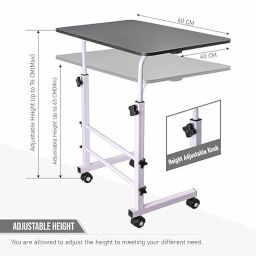 mankita Foldable Wooden Laptop Table for Bed, Study Table with Drawer, Tablet/Mobile Holder for Kids & Adults - Multipurpose Hight Ajustable Table (BLACK HEIGHT ADJUSTABLE) image 1