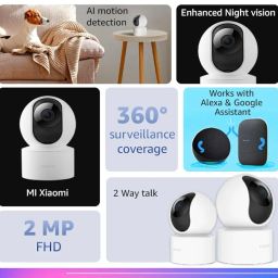 Xiaomi Mi Wireless Home Security Camera 2i | Full HD Picture | 360 View | 2MP CCTV | AI Powered Motion Detection | Enhanced Night Vision| Talk Back Feature (2 Way Calling), 1080p, White image 2