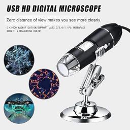 USB Digital Microscope 50X to 1600X, 8 LED Magnification Microscope Magnifier with Metal Stand Compatible with Android and Smartphone Handheld USB Microscope/Dermascope/Endoscope image 2
