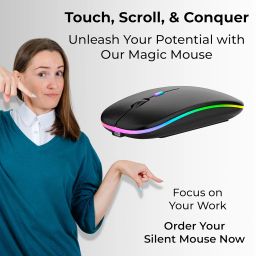 Glassology Rechargeable Wireless Bluetooth Mouse with USB Receiver, RGB LED Backlit 1200 DPI Ergonomic Mouse for Laptop, PC Slim Design for Office, Mac, iPad image 5