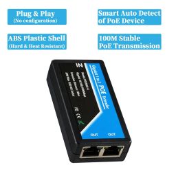 HANUTECH 1-in 2-Out, Gigabit PoE Extender, 1000Mbps, 100m Range, 30W Input, IEEE 802.3af/at, Plug and Play image 2