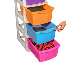 PARASNATH Boxo 6 Layer (Multicolour) Multi-Purpose Modular Drawer Storage System for Home and Office with Trolley Wheels and Anti-Slip Shoes (Hight 120 cm x Width 38 cm x Length 30 cm) Rectangular image 3