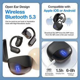 Vital Translation Earbuds Real Time Language Translator Earbuds Vital Translate Buds Into 74 Languages 70 Accents | Bluetooth 5.3 Open-Ear | Noise Isolation | 7–8H Battery Music, Calls image 2