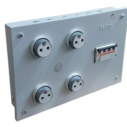 SELVO 20A 4 WAY (TPN) METAL CLAD PLUG & SOCKET DISTRIBUTION BOARD (Fitted with 20A single pole MCB's) image 2