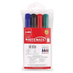 Cello Whitemate Whiteboard Markers | Set Of 4 Markers | 4 Assorted Ink Colours | Fine Point Marker Pens With Easily Refillable And Erasable Ink | Writes Longer image 2