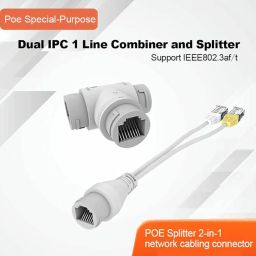 POE T Multiplexer Splitter, Poe Synthesizer Separator Converter Cable Connector, PoE Injector Power Over Ethernet for CCTV System up to 100M POETSP image 1