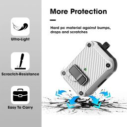 Sounce Tough Case Compatible with Airpods Pro 2 Case Cover with Carabiner, Rugged Protective Cover for Airpods Pro 2nd Generation Case Cover Shock Armor Series [Front LED Visible](White) image 3