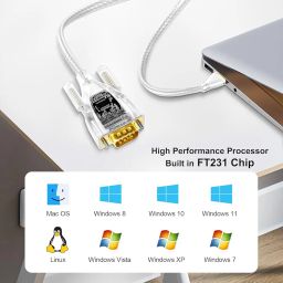DTECH USB to Serial Adapter Features FTDI Chip DB9 9 Pin RS232 to USB Cable FT231 Chipset Support Windows 11 10 8 7 XP Mac OS Linux Data Lights Detect (1.0M) image 2