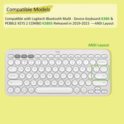 OJOS Silicone Keyboard Cover Skin for Logitech K380 & 2023 Pebble Keys 2 K380S Combo for MAC Bluetooth Multi - Device Ultra Thin Protective Keyboard Cover Skin, Clear image 1