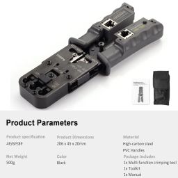 BASGI RJ45 Crimping Tool,Network Crimper Tool for 8P 6P 4P RJ-45 RJ-12 RJ-11 RJ-9 RJ-12 DEC 6P6C Modular Plugs,Cat6 Cat5 Cat5e Stripping Cutting Crimping Network Cable Tester All-in-One Crimp Pliers image 4