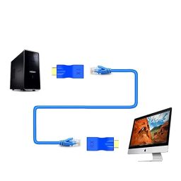 HDMI Extender 30m to RJ45 LAN Ethernet Port 4k HDMI Network Transmitter (TX, Input) Receiver (RX, Output) Adapter Dongle Converter Over Cat5e Cat6 Cable for HDTV 1080P-Blue image 1