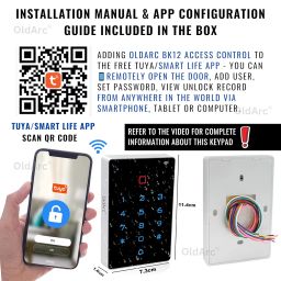 OldArc BT12 Wifi Door Access Control | Mobile App access control | Electric Door Lock Controller with Tuya App, PIN,Touch Keypad, RFID Card | door Lock app for Home Office | 12vDC Entry Gate Keypad image 5