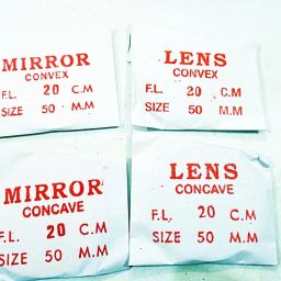 Rex® Spherical Lens Mirror Set Focal Length 20cm Set of 4 Dia 50mm for Ray Optics Activity Set for Physics Experiment/Practicals image 1