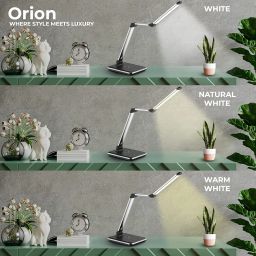 iGear Orion Led Desk Lamp with Qi Wireless Charger 5 watts, Cool/Warm/Natural Light, adjustable brightness, eyesight protection, adjustable lamp arm, touch control, best use for Office and Study, material ABS and Aluminium finish(Black + silver), 1 Year Free replacement warranty on manufacturing defect. image 5