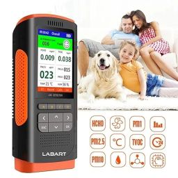 LABART Air Quality Monitor Air Detector Air Pollution Level Tester HCHO TVOC PM2.5/1.0/10 Temperature and Humidity Detector 8-in-1 AQI with Bluetooth image 2