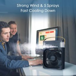 Drumstone [𝟏𝟓 𝐘𝐄𝐀𝐑𝐒 𝐖𝐀𝐑𝐑𝐀𝐍𝐓𝐘] 3 Speed Portable Air Cooler – 3-in-1 Mini Evaporative Humidifier with Water Spray, LED Colors, Timer, and Spray Modes for Home & Office_Multicolor image 5