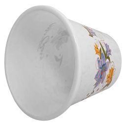 Kuber Industries Open Dustbin|Plastic Portable Garbage Basket|Floral Round Trash Can for Kitchen|Office|College|5 Litre (White) image 2