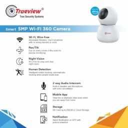 Trueview 5MP Smart CCTV Wi-fi Home Security Camera with Pan Tilt 360° View, 2 Way Talk, Cloud Monitor, Motion Detect, Supports SD Card Up to 256 GB, Night Vision (5MP-Robot) image 2