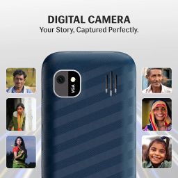 Lava Gem 2025 Dual Sim Keypad Phone (2.8" Display, Camera & Flash) | 2575mAh Smart AI Powerful Battery | Wireless FM & Recording | Stereo Speakers | Call Recording (Blue Chrome) image 2