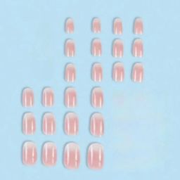 Latest Short Length Oval Shaped Gradient Pink Artificial Reusable Nails Press On Nails with Glue Stickers - 24pcs/Set image 2