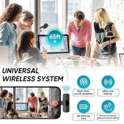 Dual Wireless Microphone for YouTube, Vlogging, Recording for Compatible Android & iPhone Noise-Cancelling Lapel Mic for YouTube, Video Recording, Live Streaming, No App Required (K8 Black) image 1