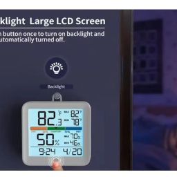 URANUS™ Digital Hygrometer and Thermometer with LCD Display and backlight & weather device with Temperature and Humidity Monitoring and digital clock image 3