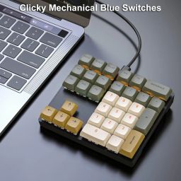 LINKEET Mechanical Numpad Rainbow Backlit Clicky Blue Switches Wired USB Number Pad 33-Key NKRO Numeric Keypad with XDA PBT Keycaps External Keyboard Num Pad for Laptop, Mac - Brown Grey image 2