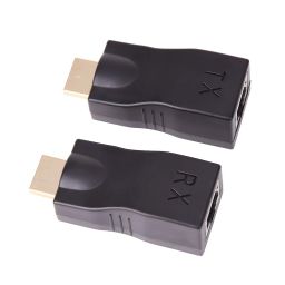 MICROWARE HDMI 2Pcs HDMI Repeater, HDMI to RJ45 Network Cable Extender Converter, Supports 3D 1080P, 4K*2K, Up to 30m, Plug and Play, No Extra Power Supply, Signal Rate Up to 2.5Gbps image 2