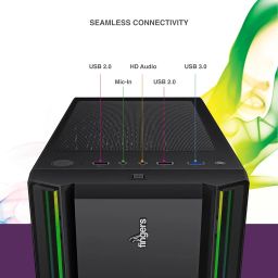 FINGERS RGB-WildBox Fashion PC Case Full ATX with ARGB LEDs, Glass Side Panel, Dust Filter & Water Cooling Provision for Ultimate Desktop Performance - Matte Black image 5