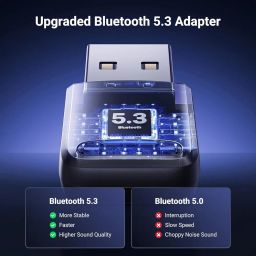 ETZIN USB Bluetooth Adapter for PC, 5.3 Bluetooth Dongle Receiver (UB500) Supports Windows 11/10/8.1/7 for Desktop, Laptop, Mouse, Keyboard, Printers, Headsets, PS4/ Xbox Controllers. EPL-1236WA image 1