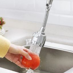 Homava 360 Degree Sink Faucet Sprayer Attachment with 2 modes Tap Extender For Kitchen Sink Rotatable Filter Faucet Nozzle Head with Hose and Universal Connector | 19 X 4.9 X 2.2 CM, Silver image 1