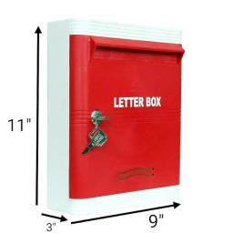 Lepose Plastic Big Size Letter Box for Home/Mail With Key Lock - Outdoor & Indoor Use for Gate and Wall - Red Color image 5