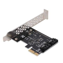 SaiRetail.Com PCI Express SATA 3.0 Controller Card, 2-Port PCIe to SATA III 6GB / s Built-in Adapter Converter, PCI-E to SATA 3.0 Disk Array Cardwith Small Bracket and 2 SATA Cable Support SSD and HDD image 2