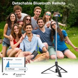 Celfiexpt 71 inch Selfie Stick Tripod 360 Degree Rotation Anti Shake Handle Long Tripod Stand with Bluetooth Remote for Mobile Phone Multi-Function Selfie Stick for iPhone Android Phone Camera Gopro image 5