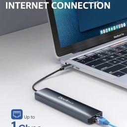 dockteck USB C Hub Multiport Adapter,7-in-1 Metal Shell with 4K 60Hz HDMI, 1Gbps RJ45 Ethernet, 100W Power Delivery, SD/TF Card, USB 3.0 5Gbps Data, for MacBook Pro/Air, iPad Pro, XPS image 4