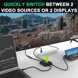 ETZIN USB C Switch,2 in 1 Output Bi Direction USB C Switch,8K at 60Hz USB Switcher Adapter,Plug and Play Switch Splitter,10Gbps Data Transfer/ 100W Fast Charging,for Switching Between Multiple Devices image 3
