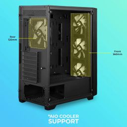 ZEBRONICS Aurora Mid-Tower Premium Gaming Cabinet, ATX, 4 x ARGB Fan, LED Control Switch, Tempered Glass Panel, USB 3.0, 360mm Front or 240mm Top AIO Cooler Support with Top & Bottom Dust Filter image 2